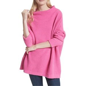 Free People Ottoman Slouchy Oversized Tunic Sweater Pink Ribbed Long Sleeve FLAW
